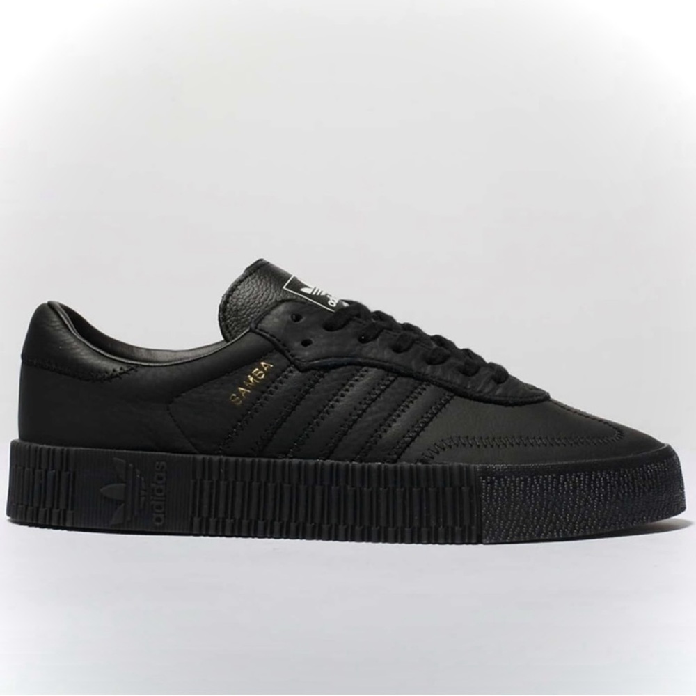 ADIDAS | 7 | Sambarose Samba Leather Black Gum Thick Platform Lace-up Sneakers